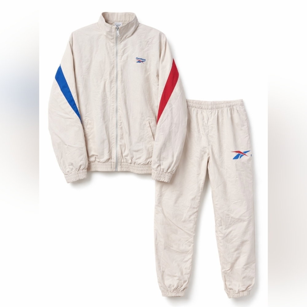 Reebok Retro Remake Tracksuit Set Women’s Large Cream Windbreaker